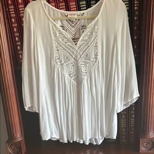 Women's White Embroidered Top
